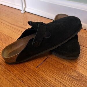 Birkenstock Boston Suede Leather Black Clog Soft Footbed 38 Women 7-7.5